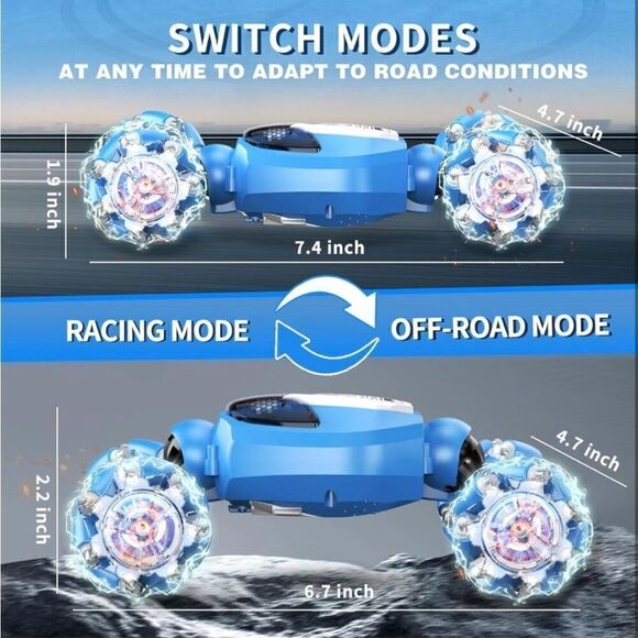 Sensing RC Stunt Car Birthday Gifts Toys for Kids Blue Remote Control Car New - Picture 4 of 8